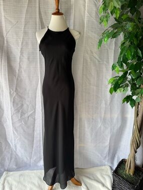Jump Black Halter Maxi Dress Size 5/6 Sleek Elegant Evening Formal